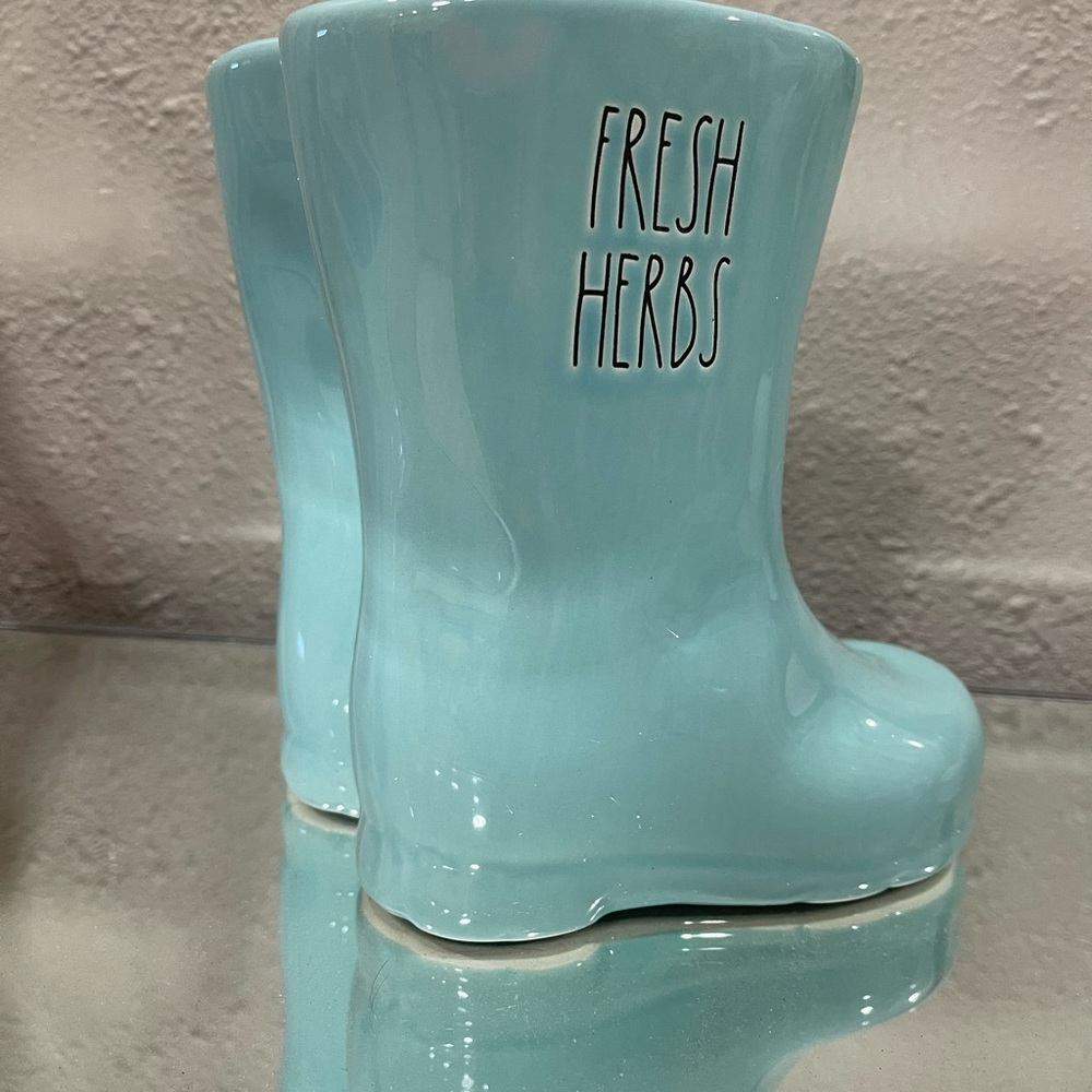 Rae Dunn 6in Blue Rain Boots Planter